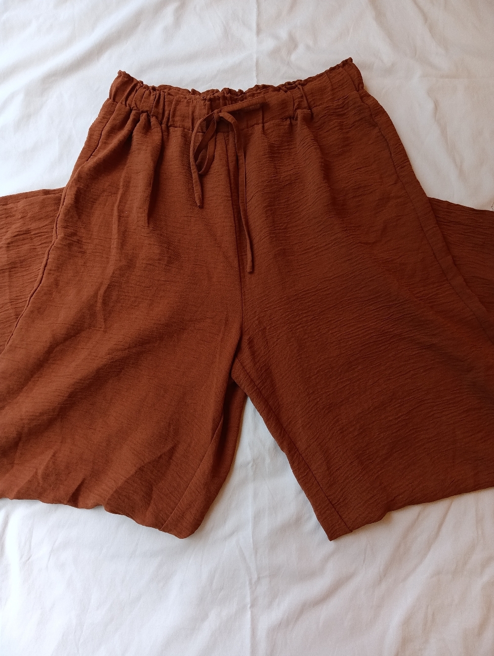 rust wide leg pants drawstring elastic waist boho lounge pants size